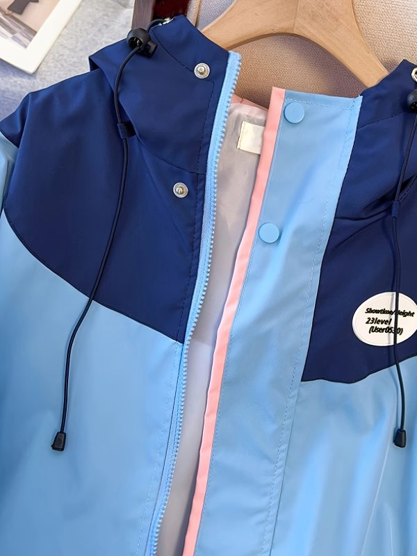 women's spring and autumn 2025 new sporty style jacket in candy color with contrasting side stripes, letter decals, hooded drawstring zipper cardigan jacket with pockets for casual all match wear