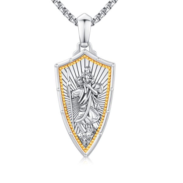 925 sterling silvery saint christopher necklace for men st christopher pendant religious jewelry for christian father's day birthday