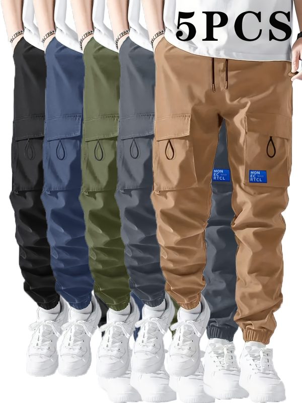 5pcs men's casual sports drawstring pants 5pcs