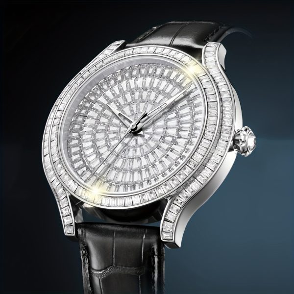 white stone exquisite men's watch fashion automatic movement business watch, without battery