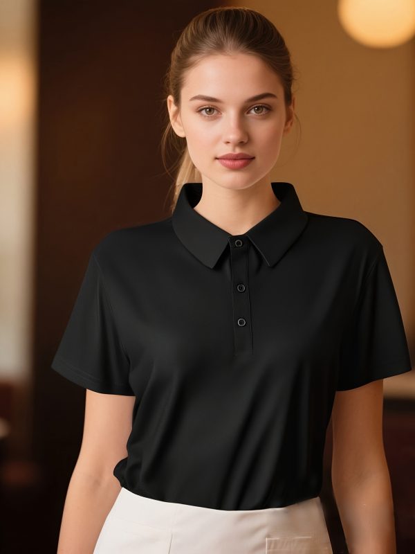 5pcs polo shirt 5pcs women's polo shirt set breathable, comfortable solid color short sleeve polo collar | casual attire, summer blouse, 145gsm