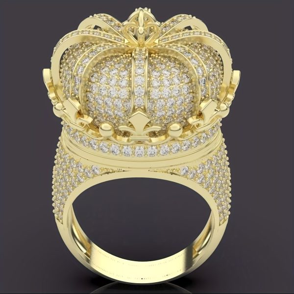 s925 925 silver plated plated men's king crown ring, moissanite crown ring, street hip hop ring, crown ring, crown top little finger ring, gift for him