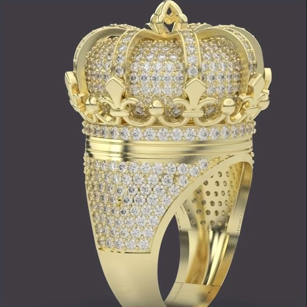 s925 925 silver plated plated men's king crown ring, moissanite crown ring, street hip hop ring, crown ring, crown top little finger ring, gift for him