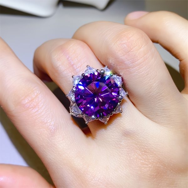 1pc s9257 silvery inlaid main stone 3 carat moissanite ring hip hop trend street bohemia unisex style halloween easter christmas suitable for daily wear shihuizhubao, best for christmas