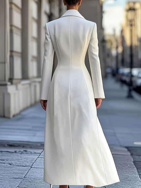 elegant women's long sleeve trench coat chic side slit design, single breasted with pockets, solid color windbreaker jacket, machine washable & dry cleanable, versatile for casual & formal outfits