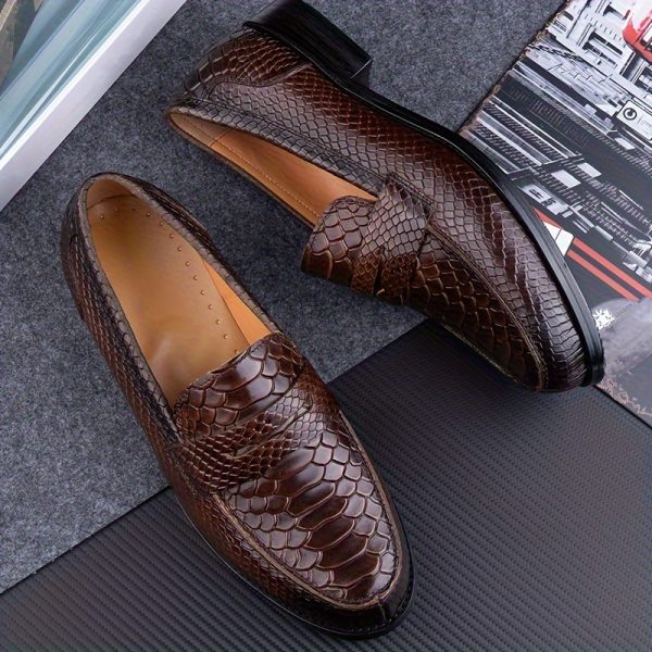 elitecraft men's luxe loafers premium slip on shoes with exquisite embossed design, ultra breathable microfiber lining, durable rubber sole for year round comfort and versatility