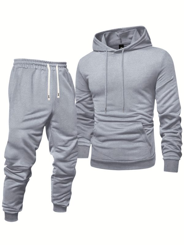 long sleeve 3 pack men's solid color casual sports hoodie and sweatpants set knit polyester, regular fit, elastic waist with drawstring springu002ffall athletic outfit