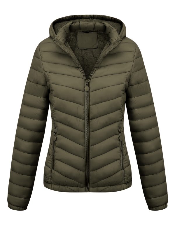 women's autumn and winter hooded warm coat, simple and casual versatile commuting thick pocket jacket.