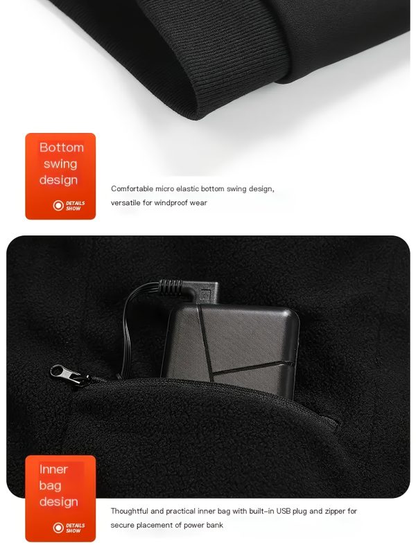 new smart dual control 17 area heating hoodie, casual warmth for men and women, outdoor sports, climbing, winter cold resistant coat, usb port, three level temperature control, no power included