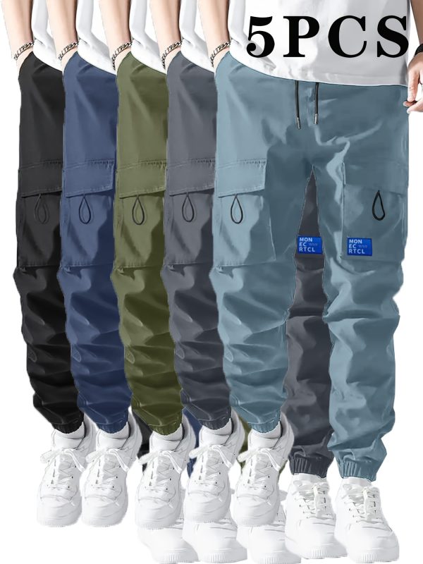 5pcs men's casual sports drawstring pants 5pcs