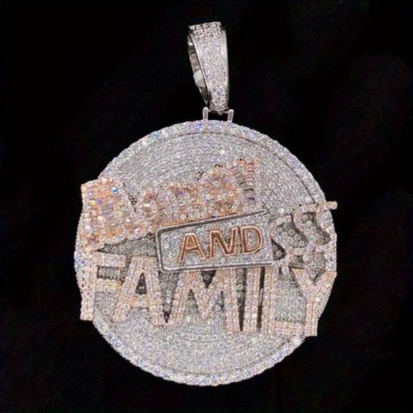 men's and women's jewelry s925 sterling silver7ct round cut synthetic synthetic gems customized money and family pendant 925 sterling silvericed long stick hip hop pendant unusual jewelry gift