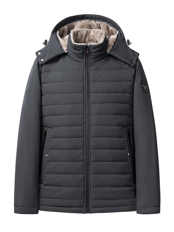 men's insulated parka warm winter men's insulated hooded parka jacket | faux fur trim, adjustable straps & zipper pockets | black, winter coat