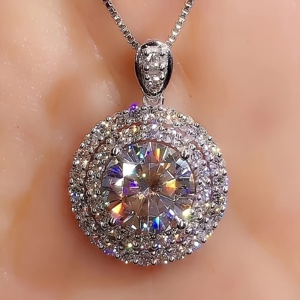 1pc 925 silvery silvery color pendant, 5 carat moissanite, suitable for birthday, party, mother's day gifts for men and women