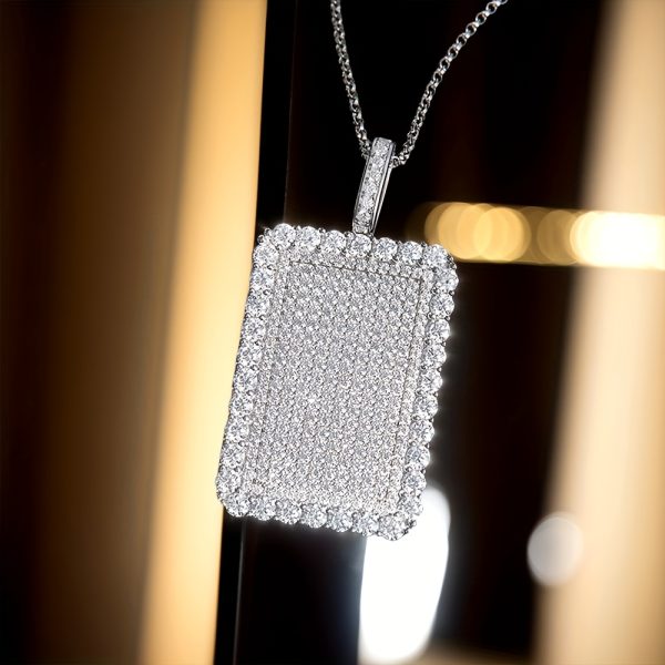 1pc 925 sterling silvery iced out moissanite pendant necklace unisex hip hop chain, non tarnish hypoallergenic jewelry gift for boyfriend or girlfriend on valentine's day, christmas or birthday