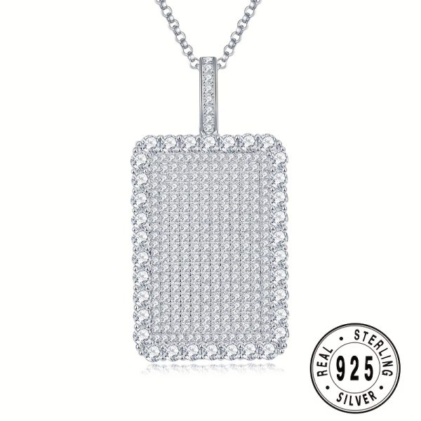 1pc 925 sterling silvery iced out moissanite pendant necklace unisex hip hop chain, non tarnish hypoallergenic jewelry gift for boyfriend or girlfriend on valentine's day, christmas or birthday