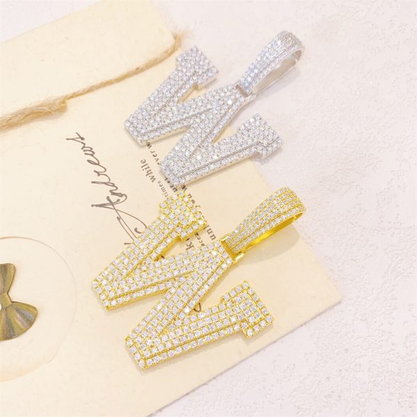 hot deal 26 letter pendant s925 925 silver full set moissanite can be worn through tennis chains