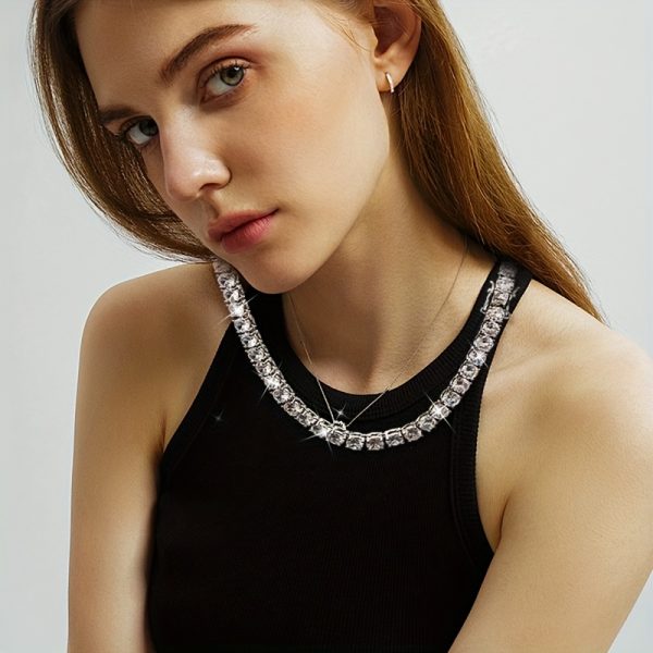 925 silvery necklace made of synthetic moissanite in 2 colors and 3 sizes, 7 9 inches, luxurious, shiny, fashionable, and versatile. a necklace suitable for everyone to wear, suitable for mother's day, valentine's day, banquets, and gatherings