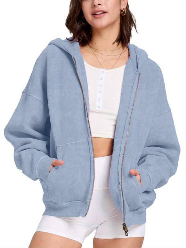faiable mens womens double zip up hoodie oversized acid wash fashion elegant jacket heavyweight fleece cotton zipper coat vintage