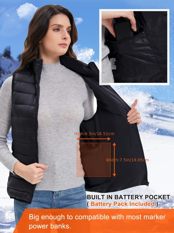 vest for women with battery pack included, warm slim suitable for charging electric vest, wear power bank machine washable and dry cleaned, long stay warm