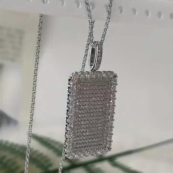 1pc 925 sterling silvery iced out moissanite pendant necklace unisex hip hop chain, non tarnish hypoallergenic jewelry gift for boyfriend or girlfriend on valentine's day, christmas or birthday
