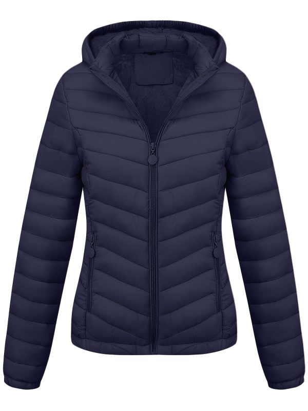 women's autumn and winter hooded warm coat, simple and casual versatile commuting thick pocket jacket.