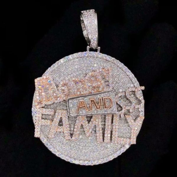 men's and women's jewelry s925 sterling silver7ct round cut synthetic synthetic gems customized money and family pendant 925 sterling silvericed long stick hip hop pendant unusual jewelry gift
