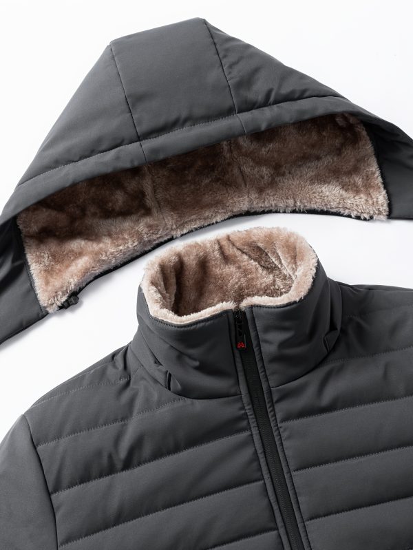 men's insulated parka warm winter men's insulated hooded parka jacket | faux fur trim, adjustable straps & zipper pockets | black, winter coat