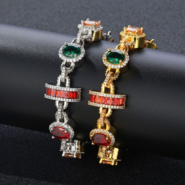 925 silvery hip hop synthetic zirconia jewelry men's necklace light luxury high end jewelry zirconia bracelet accessories are the best gifts for each other