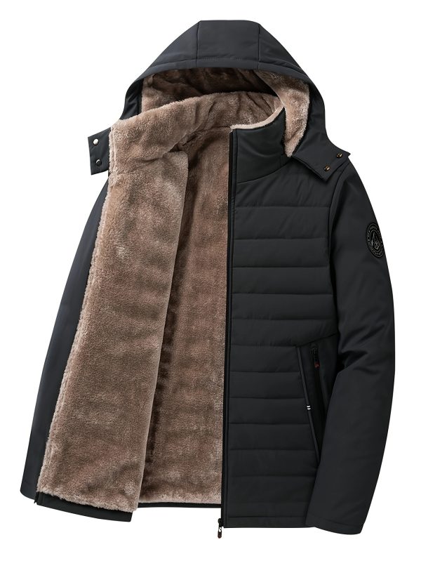 men's insulated parka warm winter men's insulated hooded parka jacket | faux fur trim, adjustable straps & zipper pockets | black, winter coat