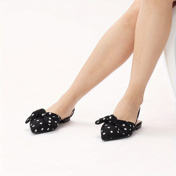 women's bow fashion sandals, with a unique pointy flat polka dot design, suitable for parties, vacations and other places