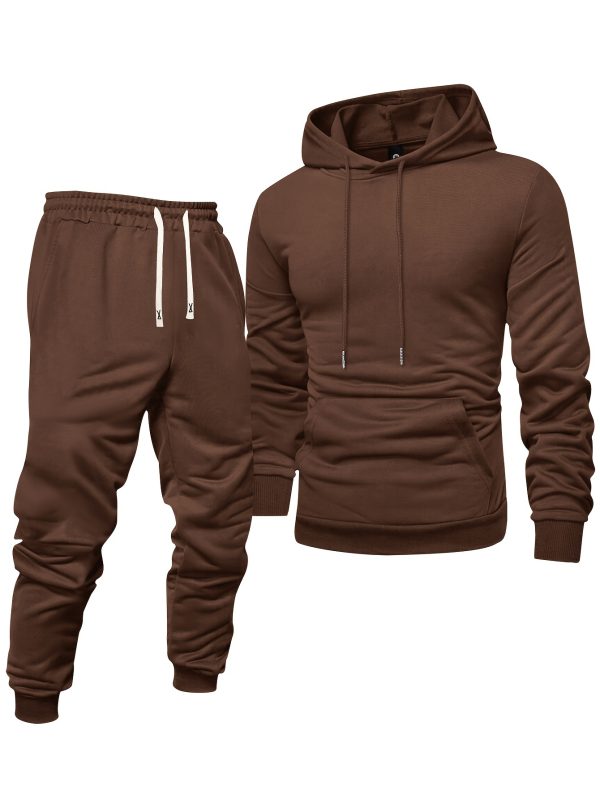 long sleeve 3 pack men's solid color casual sports hoodie and sweatpants set knit polyester, regular fit, elastic waist with drawstring springu002ffall athletic outfit