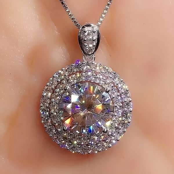 1pc 925 silvery silvery color pendant, 5 carat moissanite, suitable for birthday, party, mother's day gifts for men and women