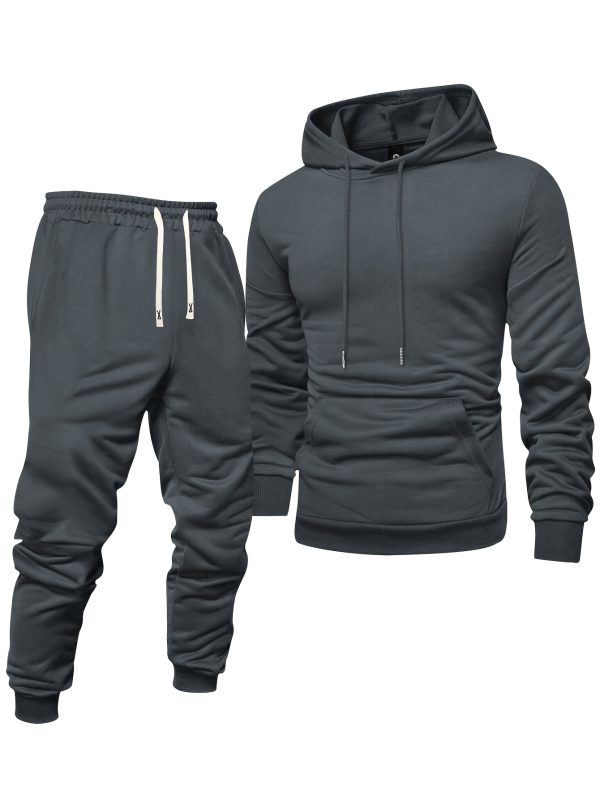 long sleeve 3 pack men's solid color casual sports hoodie and sweatpants set knit polyester, regular fit, elastic waist with drawstring springu002ffall athletic outfit