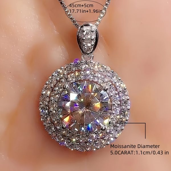 1pc 925 silvery silvery color pendant, 5 carat moissanite, suitable for birthday, party, mother's day gifts for men and women