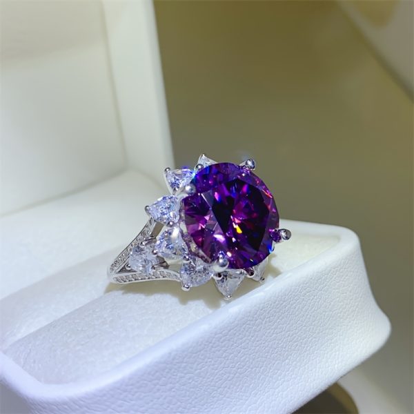1pc s9257 silvery inlaid main stone 3 carat moissanite ring hip hop trend street bohemia unisex style halloween easter christmas suitable for daily wear shihuizhubao, best for christmas