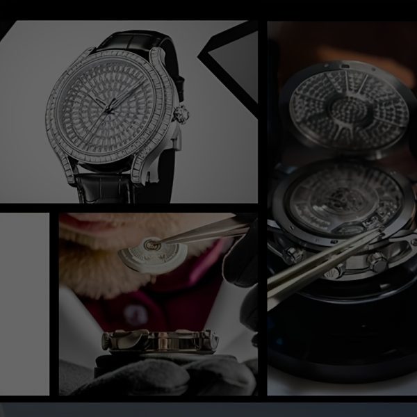 white stone exquisite men's watch fashion automatic movement business watch, without battery