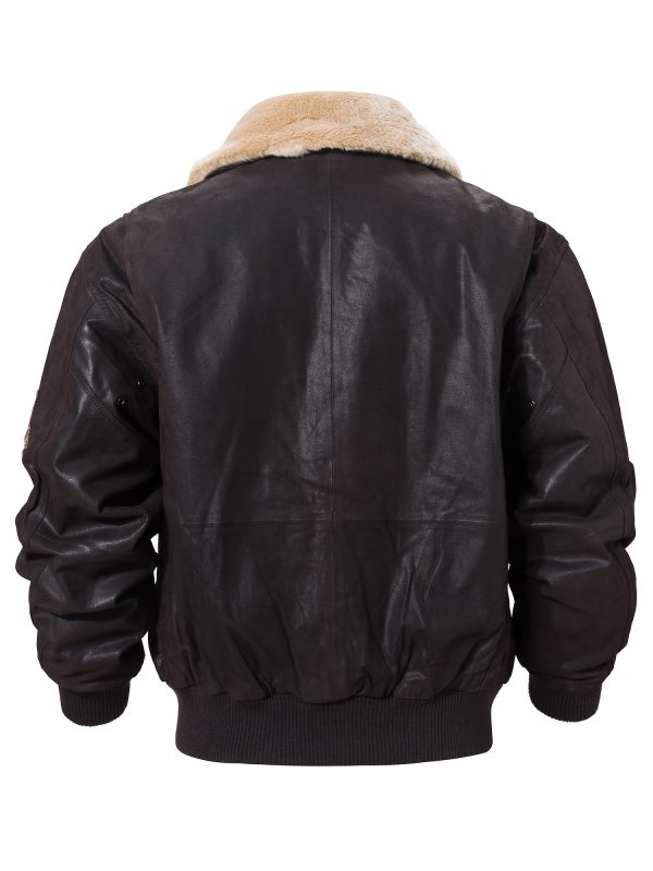 flavor men's real leather bomber jacket with removable faux fur polyester collar aviator