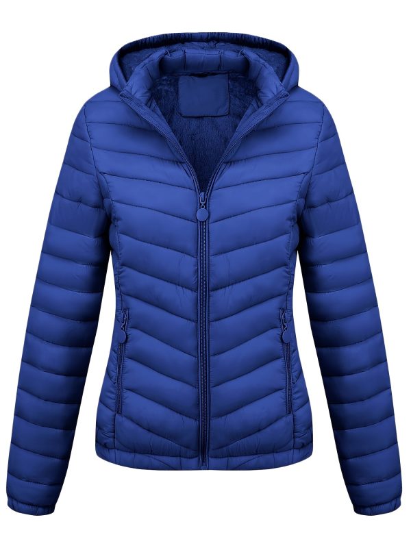 women's autumn and winter hooded warm coat, simple and casual versatile commuting thick pocket jacket.