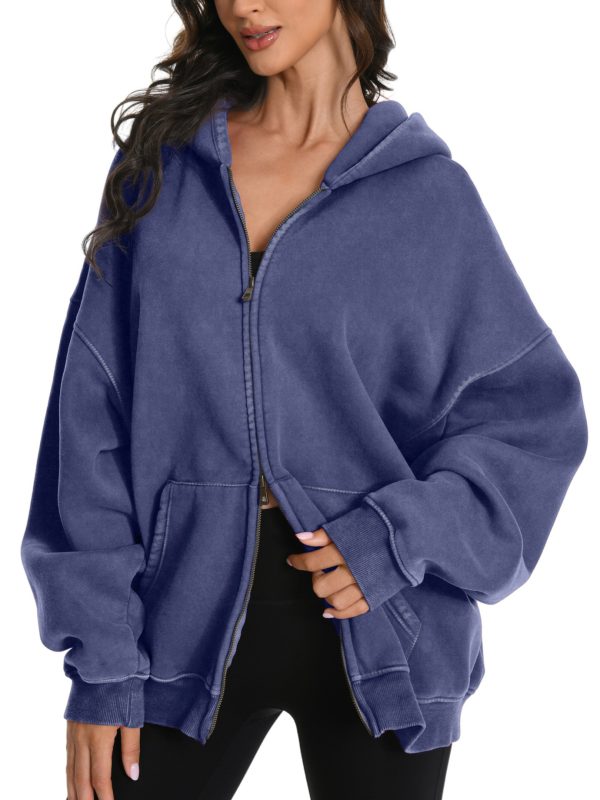 faiable mens womens double zip up hoodie oversized acid wash fashion elegant jacket heavyweight fleece cotton zipper coat vintage