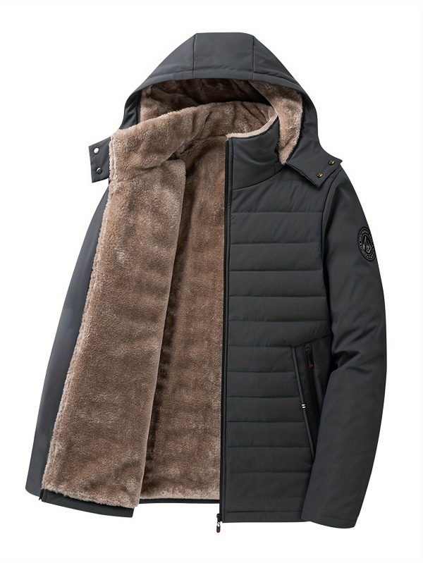 men's insulated parka warm winter men's insulated hooded parka jacket | faux fur trim, adjustable straps & zipper pockets | black, winter coat