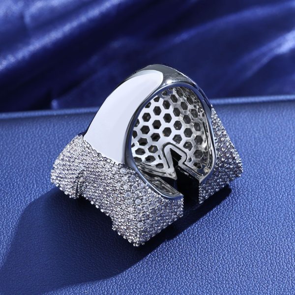 hip hop m shaped zirconia letter ring, men's trendy personality ring