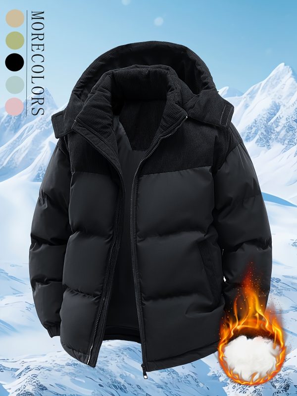2025 new winter men's coat hooded, casual, plus size velvet for cold weather