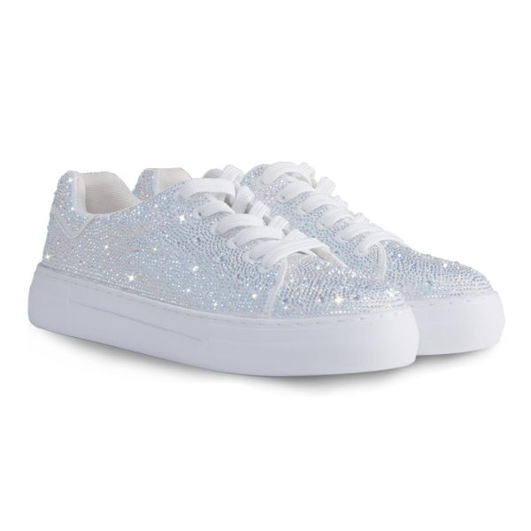 rhinestone sneakers for women, glitter sparkle tennis shoes platform bling silvery fashion sparkly sequin shoes for wedding party bride dress