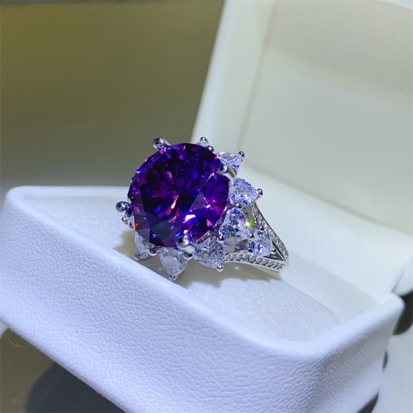 1pc s9257 silvery inlaid main stone 3 carat moissanite ring hip hop trend street bohemia unisex style halloween easter christmas suitable for daily wear shihuizhubao, best for christmas