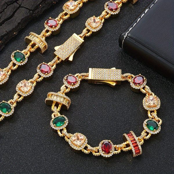 925 silvery hip hop synthetic zirconia jewelry men's necklace light luxury high end jewelry zirconia bracelet accessories are the best gifts for each other