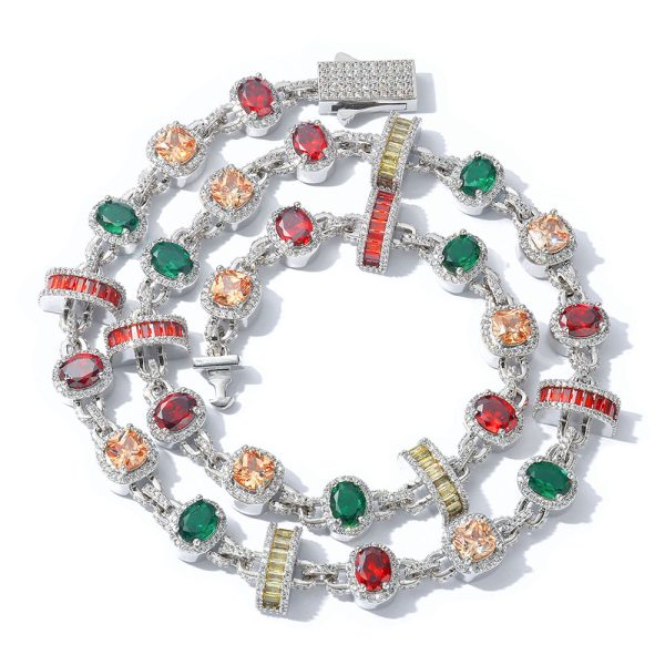 925 silvery hip hop synthetic zirconia jewelry men's necklace light luxury high end jewelry zirconia bracelet accessories are the best gifts for each other