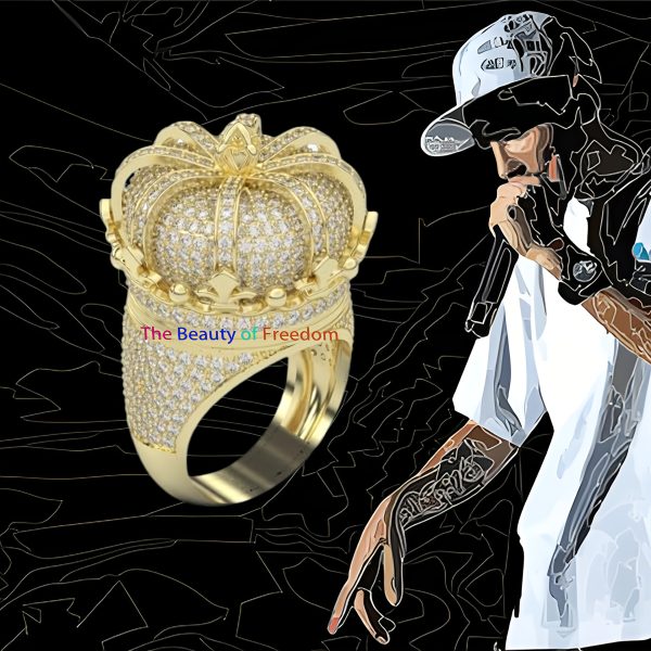 s925 925 silver plated plated men's king crown ring, moissanite crown ring, street hip hop ring, crown ring, crown top little finger ring, gift for him