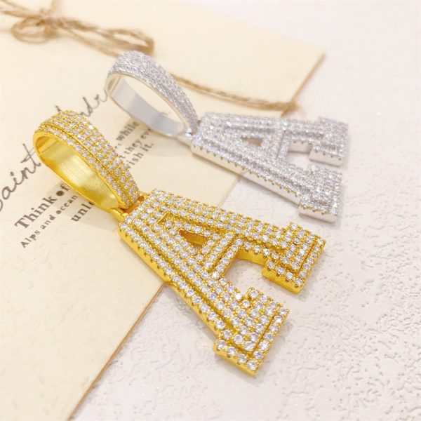 hot deal 26 letter pendant s925 925 silver full set moissanite can be worn through tennis chains