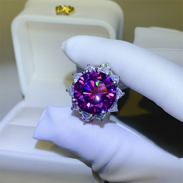 1pc s9257 silvery inlaid main stone 3 carat moissanite ring hip hop trend street bohemia unisex style halloween easter christmas suitable for daily wear shihuizhubao, best for christmas