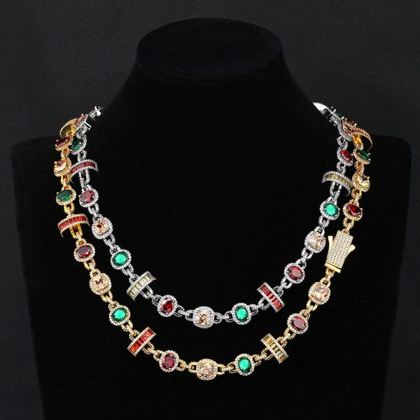 925 silvery hip hop synthetic zirconia jewelry men's necklace light luxury high end jewelry zirconia bracelet accessories are the best gifts for each other